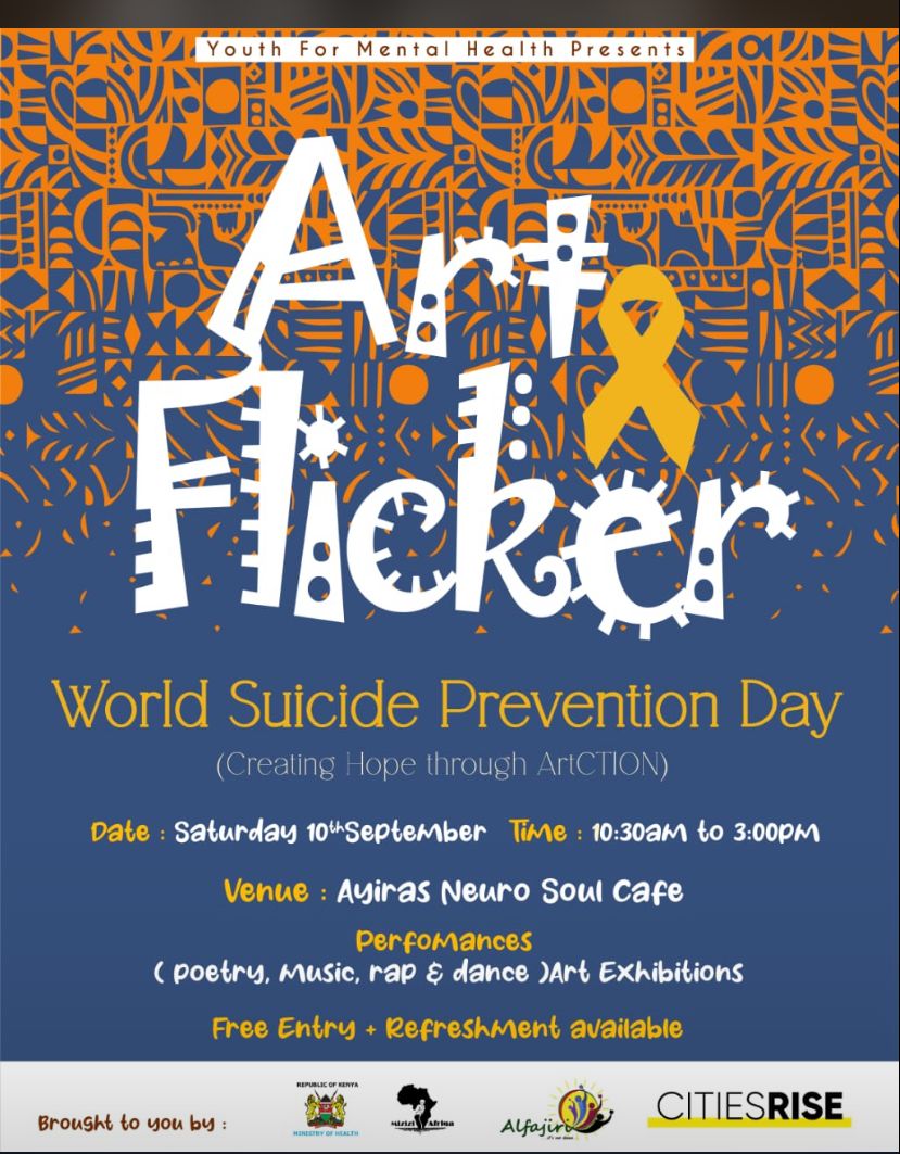 Jolly Bridgit Oyaro Kerubo🇰🇪 (@miss_bridgo) on Twitter photo Join us this Saturday from for this amazing event on the intersection between Art & Suicide prevention
#SuicidePrevention #SuicidePreventionMonth
<a href="/MiziziAfriqa/">Mizizi Afriqa</a> <a href="/MOH_Kenya/">Ministry of Health</a> <a href="/Alfajiri5/">Alfajiri</a> <a href="/citiesRISE/">citiesRISE</a> <a href="/nzumariafrica/">NZUMARI AFRICA</a> <a href="/GikonyoMaureen/">Maureen Gikonyo</a> <a href="/grace_sybille/">Grace🇰🇪</a> <a href="/gkasiva/">Grace Munyao 🇰🇪</a> <a href="/DuncanMakokha1/">Makokha Pius</a> <a href="/youth4MHKenya/">youthformentalhealth.ke</a> Join us this Saturday from for this amazing event on the intersection between Art & Suicide prevention
#SuicidePrevention #SuicidePreventionMonth
<a href="/MiziziAfriqa/">Mizizi Afriqa</a> <a href="/MOH_Kenya/">Ministry of Health</a> <a href="/Alfajiri5/">Alfajiri</a> <a href="/citiesRISE/">citiesRISE</a> <a href="/nzumariafrica/">NZUMARI AFRICA</a> <a href="/GikonyoMaureen/">Maureen Gikonyo</a> <a href="/grace_sybille/">Grace🇰🇪</a> <a href="/gkasiva/">Grace Munyao 🇰🇪</a> <a href="/DuncanMakokha1/">Makokha Pius</a> <a href="/youth4MHKenya/">youthformentalhealth.ke</a>