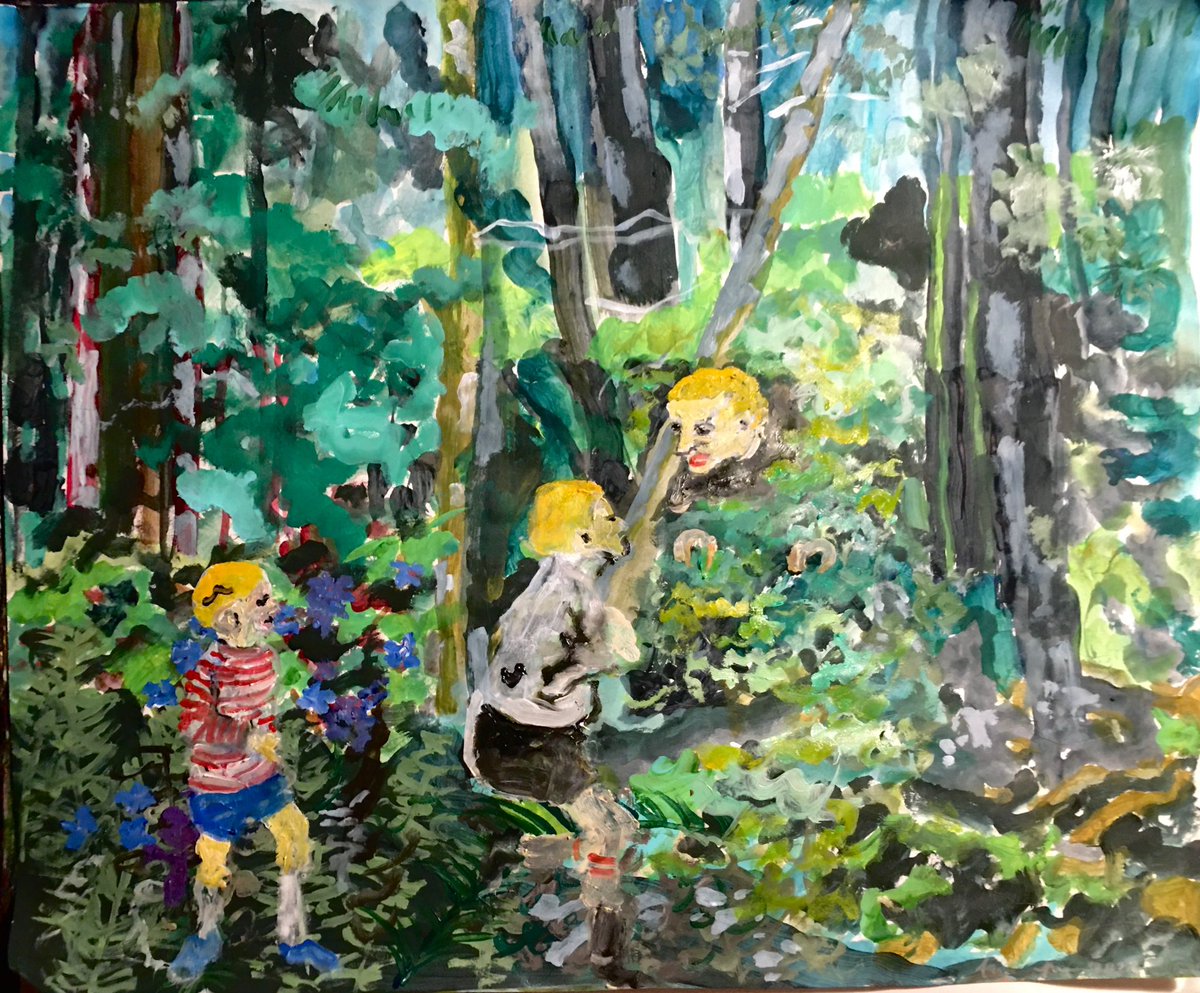 amitallman1's tweet photo. Ami Tallman: spy novelist and sons at play, Bottchers Gap, Big Sur, 1963
tempera, gouache, ink, acrylic, and oil on paper
17” x 14 inches
#lecarre #spy #amitallman #bluechipaf  #earnesty #irrigourous @rexatious #feyfists #womenartists #prettyviolent #artcentermfa https://t.co/BdXnT7QP4Q