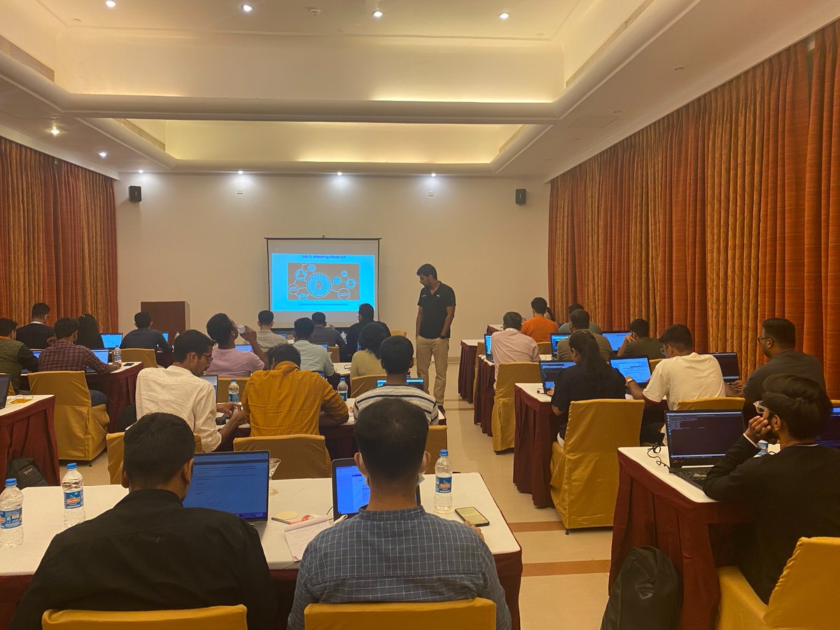 "Hacking Modern Web &amp; Desktop Apps" training at <a href="/nullcon/">NULLCON</a> are on full swing today along with <a href="/a0xnirudh/">Anirudh Anand</a> and <a href="/7aSecurity/">7ASecurity</a>.

#NullconGoa2022 #security