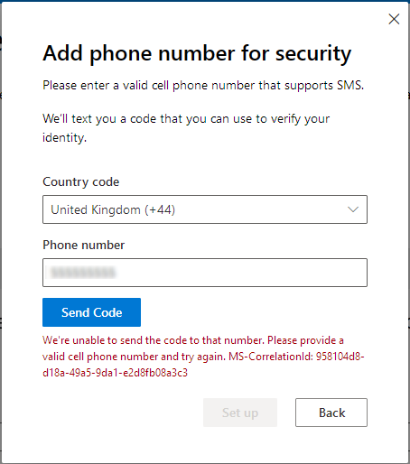 iamroballen's tweet photo. Hi @Microsoft365Dev . My team and I are having problems creating a developer tenant for testing. The phone number validation keeps failing, please advise ? https://t.co/FaAQw87gEt