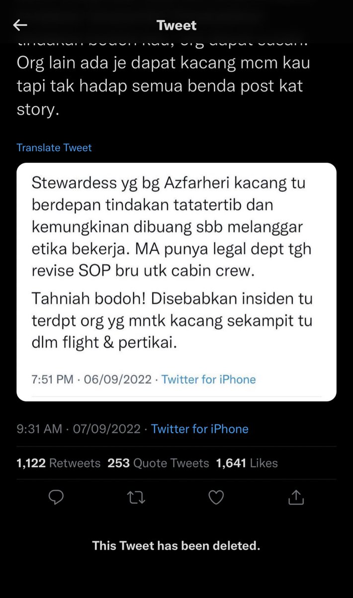 Azfarheri's tweet photo. Sekarang statement tersebut tular sekali lagi selepas di upload balik oleh account twitter @JarrNadjmuddean, kemudian jugak di delete. Saya harap kedua-dua owner acc twitter tersebut tampil untuk memberi kerjasama untuk sama sama kenalpasti sumber statement ni dengan pihak MAS. https://t.co/rHeCZjS0US