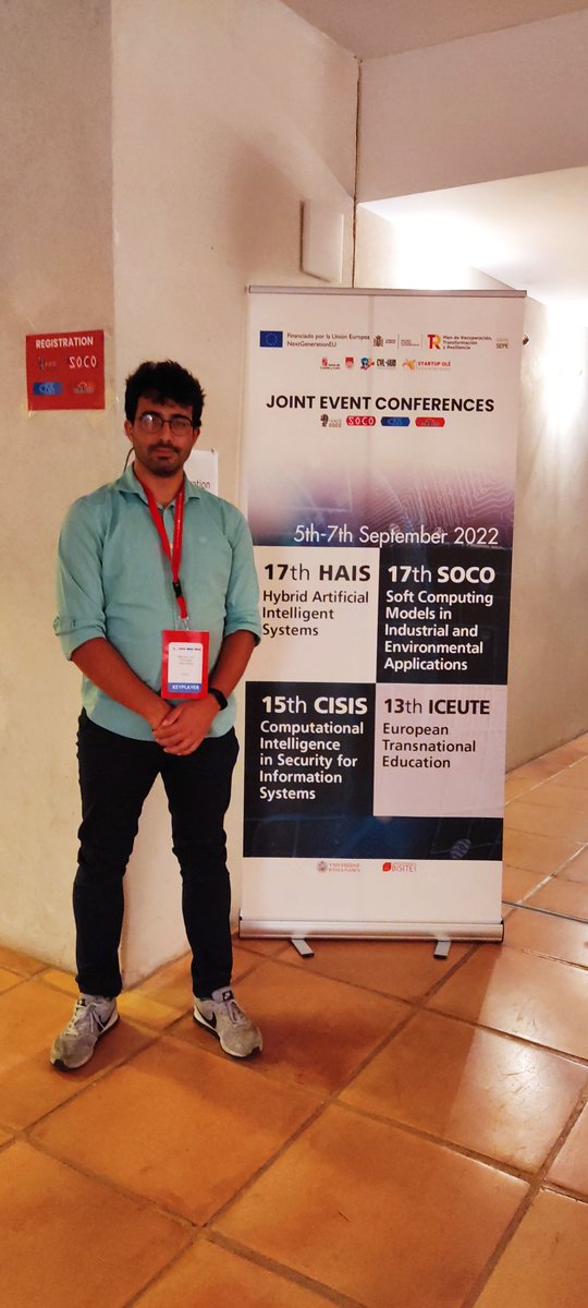 _ITCL's tweet image. Nuestros compañeros Manuel Gonzalez y Erik Skibinsky han asistido al International Joint Conferences SOCO-CISIS-ICEUTE-HAIS 2022 en Salamanca para conocer los ultimos avances en tecnología
#SoftComputing #ComputationalIntelligence #Security #InformationSystems #StartupOLE2022
