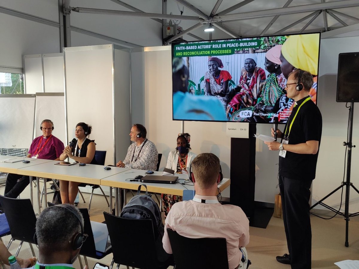 peacemakersnetw's tweet photo. Religious actors play a critical role in peace building!
#Climatejustice, #Ukraine war & #colonialism were just some topics discussed at a panel discussion organized by @peacemakersnetw and @FCA_global
as part of the #WCCAssembly. #Karlsruhe2022
ℹ️ https://t.co/7kqQ0oODDj https://t.co/JkE7xAXuCC