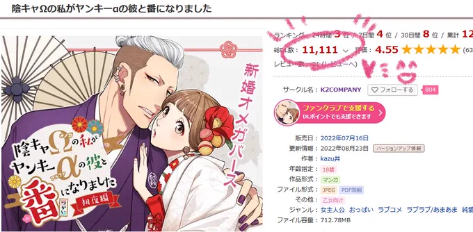 【陰キャΩの私がヤンキーαの彼と番になりました-初夜編-】11,111DLありがとうございます!!引き続き応援よろしくお願いします!(*'ω`*)
https://t.co/LU5GJ2gM35 