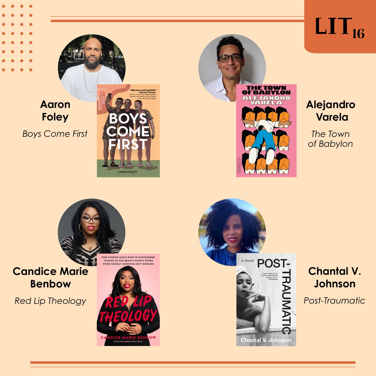 Our friends at @Loyaltybooks will kick things off and host our Fall 2022 #LIT16 reading on Nov. 9, featuring @aaronkfoley @drovarela @CandiceBenbow and @chantalvjohnson! Register: loyaltybookstores.com/lit16event Buy books: loyaltybookstores.com/lit16