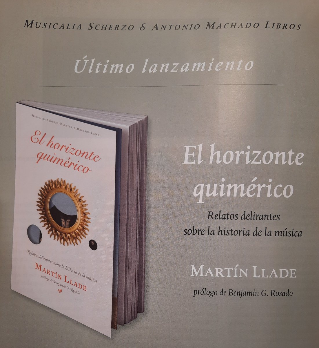 martinllade's tweet image. Amigos, gracias por vuestro interés. El 14 sale a la venta y en octubre, la presentación, de la que iré informando. De momento, os adjunto aquí un fragmento de uno de los sesenta relatos de mi nuevo libro, "El horizonte quimérico, relatos delirantes de la historia de la música".