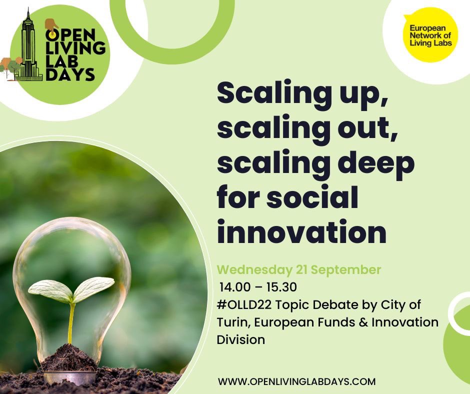 openlivinglabs's tweet photo. 💡 Do you want to understand how social innovation can empower civil society and bring social impact?
Join us in this topic debate at #OLLD22: https://t.co/E9oIZV4TEP
#scalingup #scalingout #scalingdeep #socialinnovation #livinglabs
@TorinoCityLab @URBACT @Euricse @twitorino https://t.co/FM3iy9NM1I
