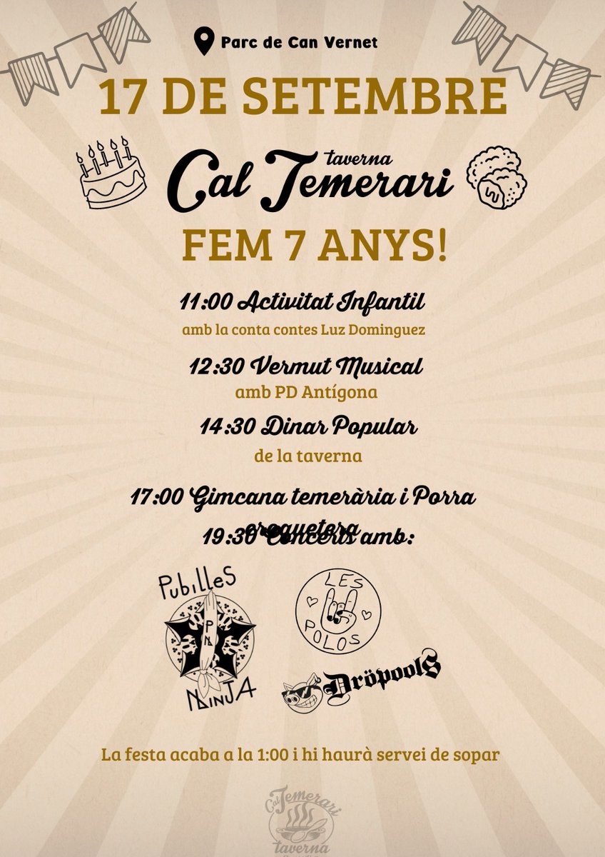 Aquest 2022 fem 7 anys. Veniu a celebrar-ho amb nosaltres! #SantCugat <a href="/CalTemerari/">Cal Temerari</a>