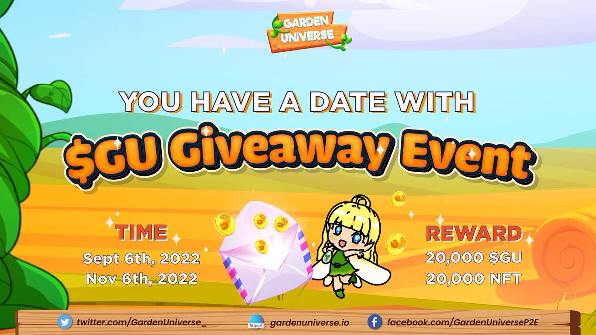 GardenUniverse_'s tweet photo. Hey Farmers 👨🏼‍🌾, don't forget we have a super-duper event this month!!!

💰 With a HUGE total prize:
💥20,000 NFT + 20,000 $GU💥
for the luckiest members‼️

👉 Chat with the Telegram Bot: https://t.co/sVKZhuTeV5 now!

#GardenUniverse #Airdrop #NFTGiveaways https://t.co/m9l1ZKpA9Q