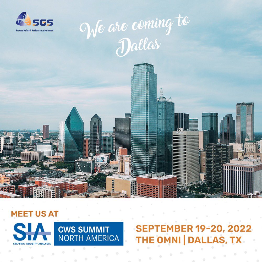 SgsConsulting's tweet image. SGS Consulting is delighted to attend Contingent Workforce Strategies (CWS) Virtual Summit in September 19-20 2022 at Dallas,TX. 

We are looking forward to forge new connections.

#cwsconference #cwssummit #contigentworkforce  #sia #SGS #staffing #staffingsolutions #dallas
