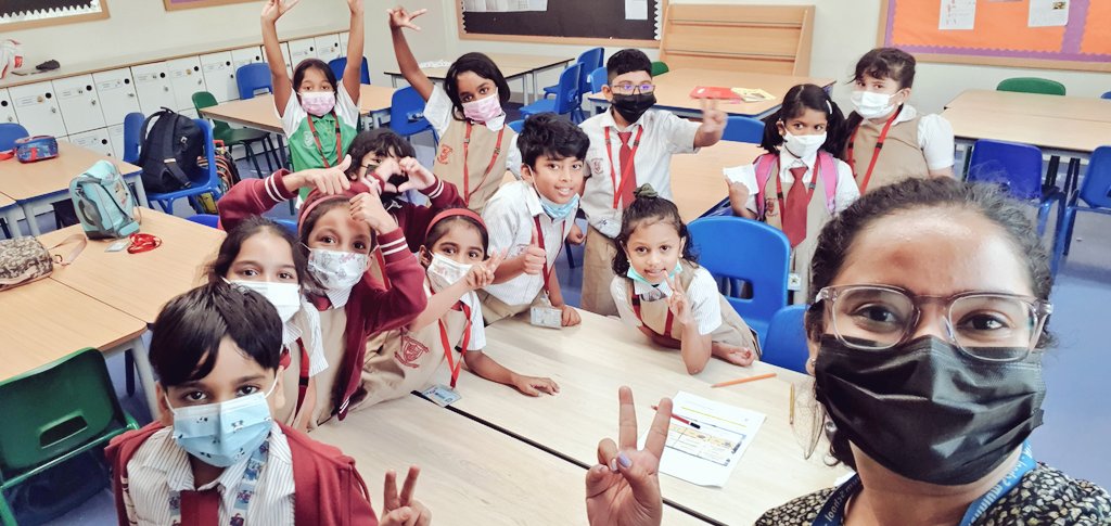 StaceyJudith's tweet photo. It's good to be back with the best of the #LowerPrimary - rockstars! 🥰 #PitchPerfect #NMSPACTChoir🎤 @NmsPact @gemsnms_alkhail https://t.co/NVFiEI9eij