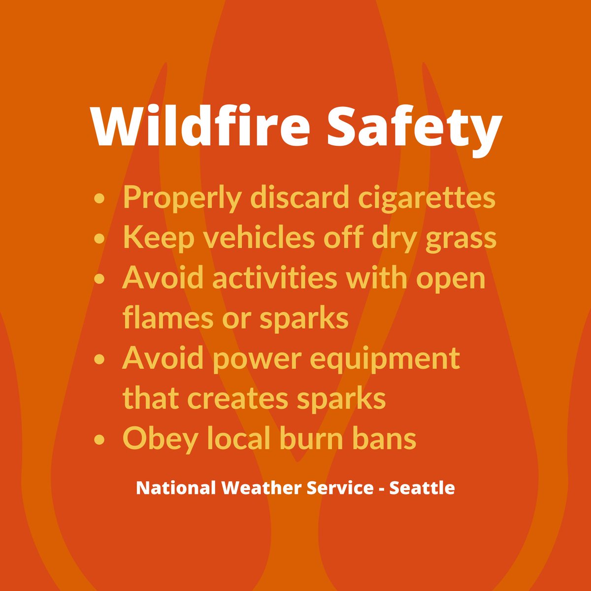 Temperatures will be heating up again late this week. 
 At the same time, offshore flow will develop with low relative humidity and moderate breezes.  This combination will produce elevated fire danger Friday through Sunday for most of the area. #wawx