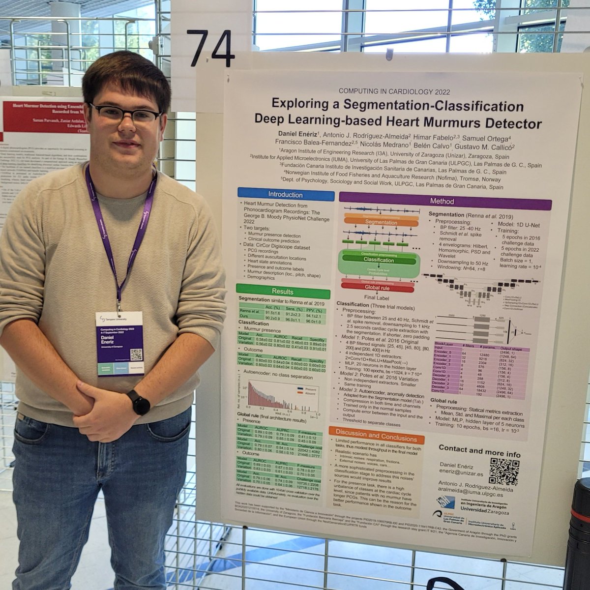 enerizdaniel's tweet photo. So grateful to have presented my work on detection of heart murmurs in PCGs at the @CinC2022 congress in Tampere, Finland. https://t.co/FB53bkeO7N