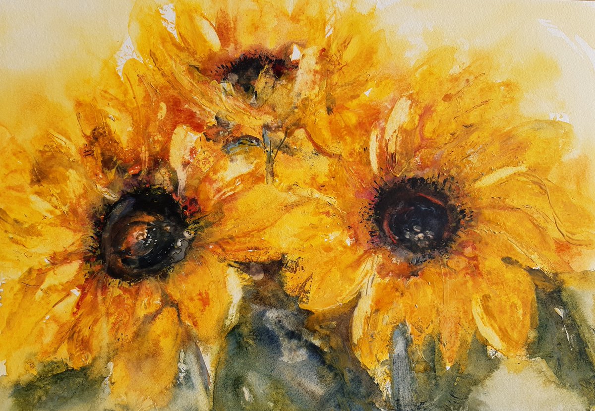 Watercolour #painting #oilpainting #watercolourpainting #creative #art #artist #fineart #artwork #artcollector #artlovers #contemporaryart #contemporarypainting #experimentalart #landscapepainting #abstractart #abstractpainting #britishartist #lucywickensartist #sunflowers