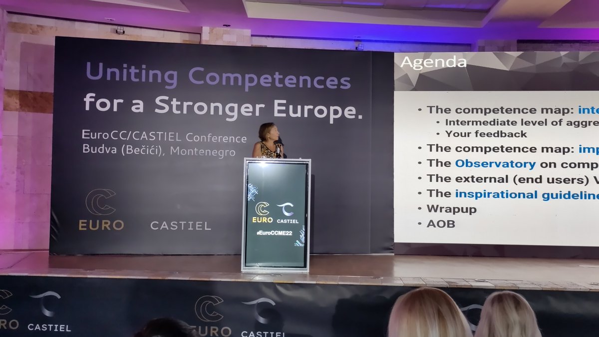 Luisa Monti at the @EuroCC_project Conference, that takes place place in Montenegro this week, presents the <a href="/CASTIEL_project/">CASTIEL_project</a> competence task force, and the competence map. <a href="/EuroccItaly/">EuroCC Italy</a>  #EuroCCME22 #EuroCCME22