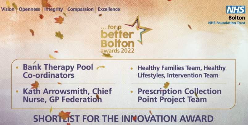 boltongpfed's tweet photo. Congratulations to our Primary Care Network Team and to our Chief Nurse @karrow who have been shortlisted for the @boltonnhsft FABB Awards! 🎉

Good luck to them and all those short-listed going forward 🙂 https://t.co/3wS2hDuqjg