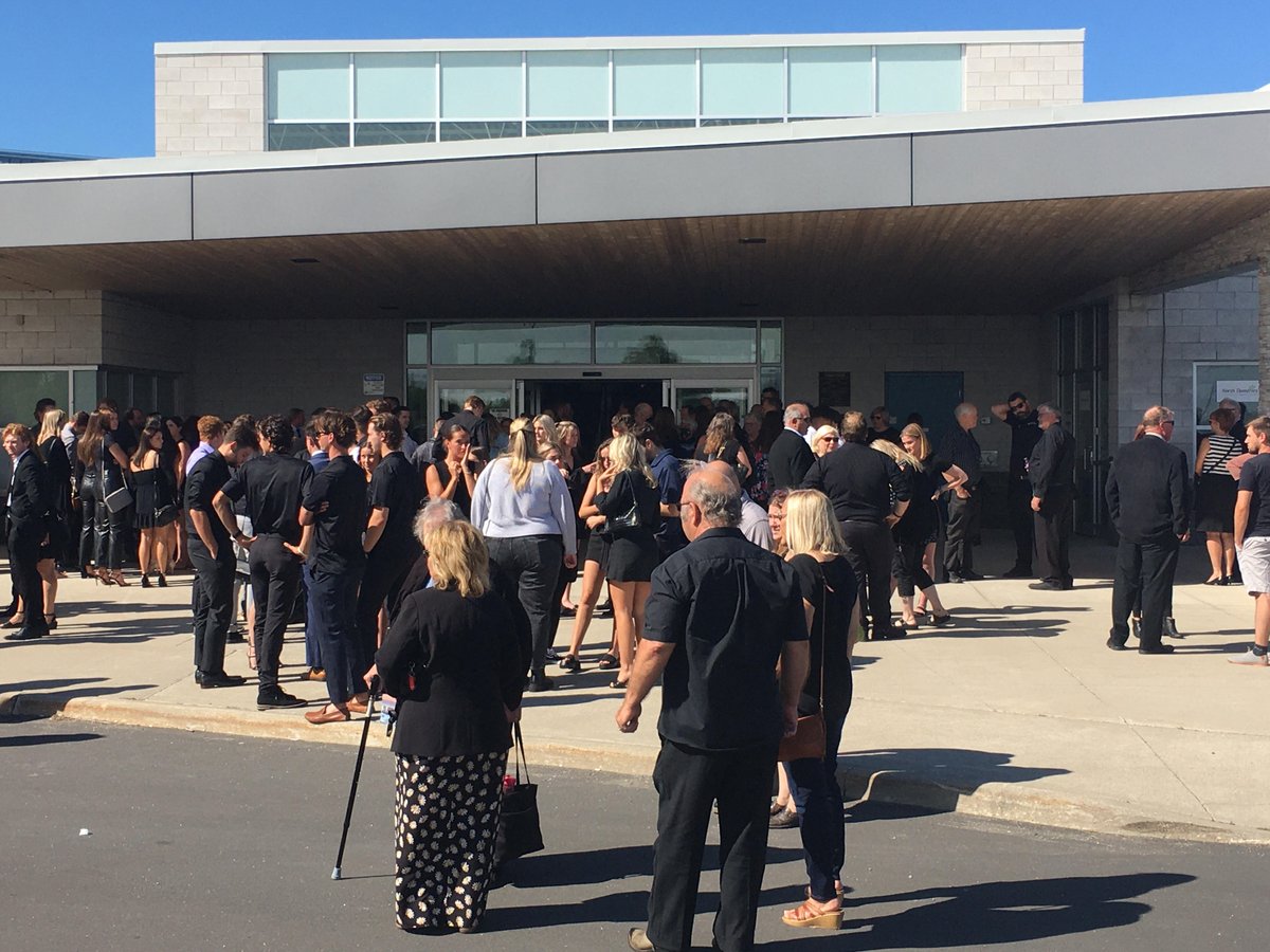 Craig Norris (@craignorriscbc) on Twitter photo Hundreds gathered in North Dumfries yesterday for the funeral of Eli Palfreyman. The <a href="/AyrCentennials/">Ayr Centennials</a> captain died last week after collapsing at a pre-season tournament. <a href="/CBCKW891/">CBC KW</a>'s <a href="/ChaaraniJames/">James Chaarani</a> was there and has that story at 8:10. LISTEN LIVE: ow.ly/9SQe50Jqef9 Hundreds gathered in North Dumfries yesterday for the funeral of Eli Palfreyman. The <a href="/AyrCentennials/">Ayr Centennials</a> captain died last week after collapsing at a pre-season tournament. <a href="/CBCKW891/">CBC KW</a>'s <a href="/ChaaraniJames/">James Chaarani</a> was there and has that story at 8:10. LISTEN LIVE: ow.ly/9SQe50Jqef9
