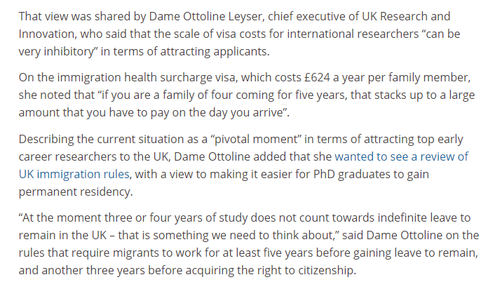 UnisNotBorders's tweet photo. Article in @timeshighered about int' scientists rejecting the UK over high visa costs: https://t.co/Fa12gqf77c
As @UnisNotBorders said before, #BordersKillKnowledge & the #HostileEnvironment is contributing to this.
But we want #BorderAbolition for all, not top scholars! https://t.co/YCOcr9iMQV