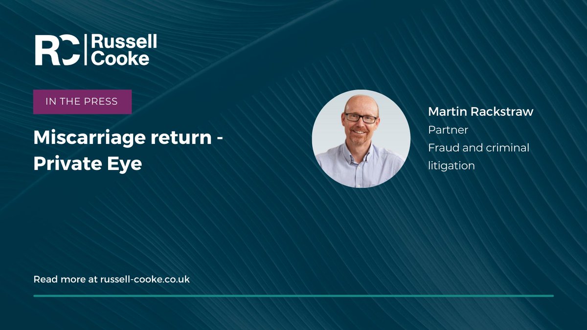 RussellCooke's tweet photo. Speaking with Private Eye, partner Martin Rackstraw discusses the impact that new evidence could have on a high-profile criminal case, in light of the Law Commission's decision to re-examine the 'real possibility' test. https://t.co/nM4LJ2EZEj #criminallaw #criminallitigation https://t.co/u7jYWCg7FF