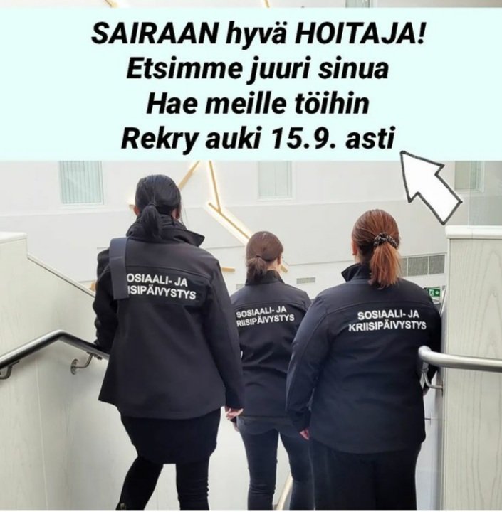 Kusokri etsii moniammatilliseen tiiminsä sairaanhoitajaa. Sosiaalipäivystyksen vaihtelevat tilanteet ja akuutti kriisityö haastavat kokeneempaakin työntekijää sopivasti. Katso lisätietoja Keusoten sivuilta tai mol.fi #keusokri #keusote #sosiaalijakriisipäivystys