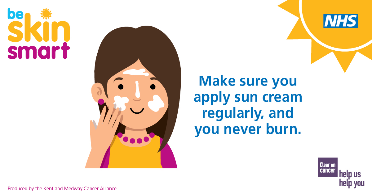 #beskinsmart and protect yourself in the sun☀️⤵️ ▪️ Avoid being in the sun in the hottest part of the day ▪️ Apply sun cream regularly ▪️ Your sun cream should be at least factor 30, and a minimum of 4 star. ▪️ Wear a hat and cover up. Find out more👉 bit.ly/sunsafe22