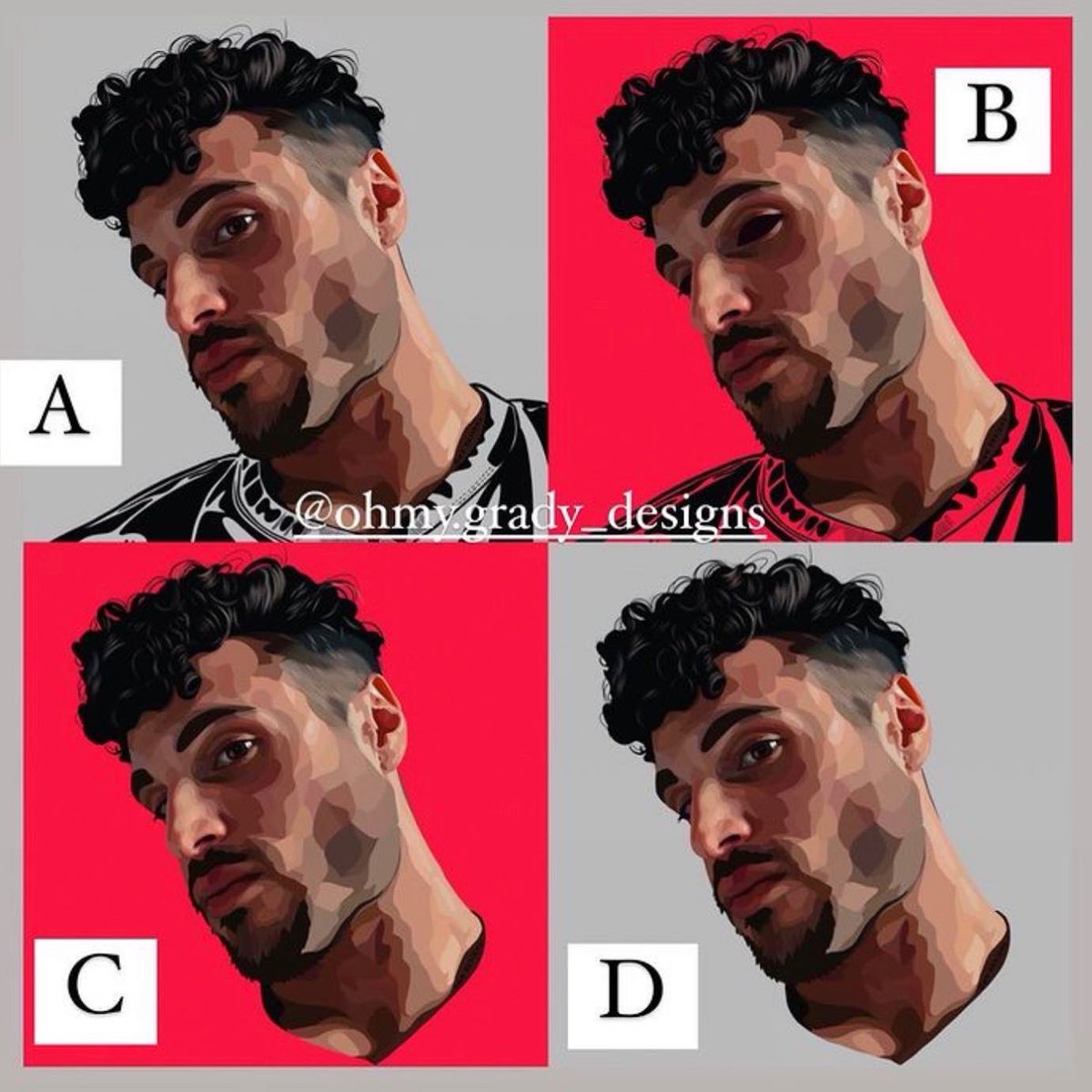 omgdesigns's tweet photo. OMG // new DP for @muscatmediacreative Which version do you like best? 🖤 #digitalartist #maleportrait #malephotographer #digitalillustration #procreate https://t.co/Axh5zqmfIj