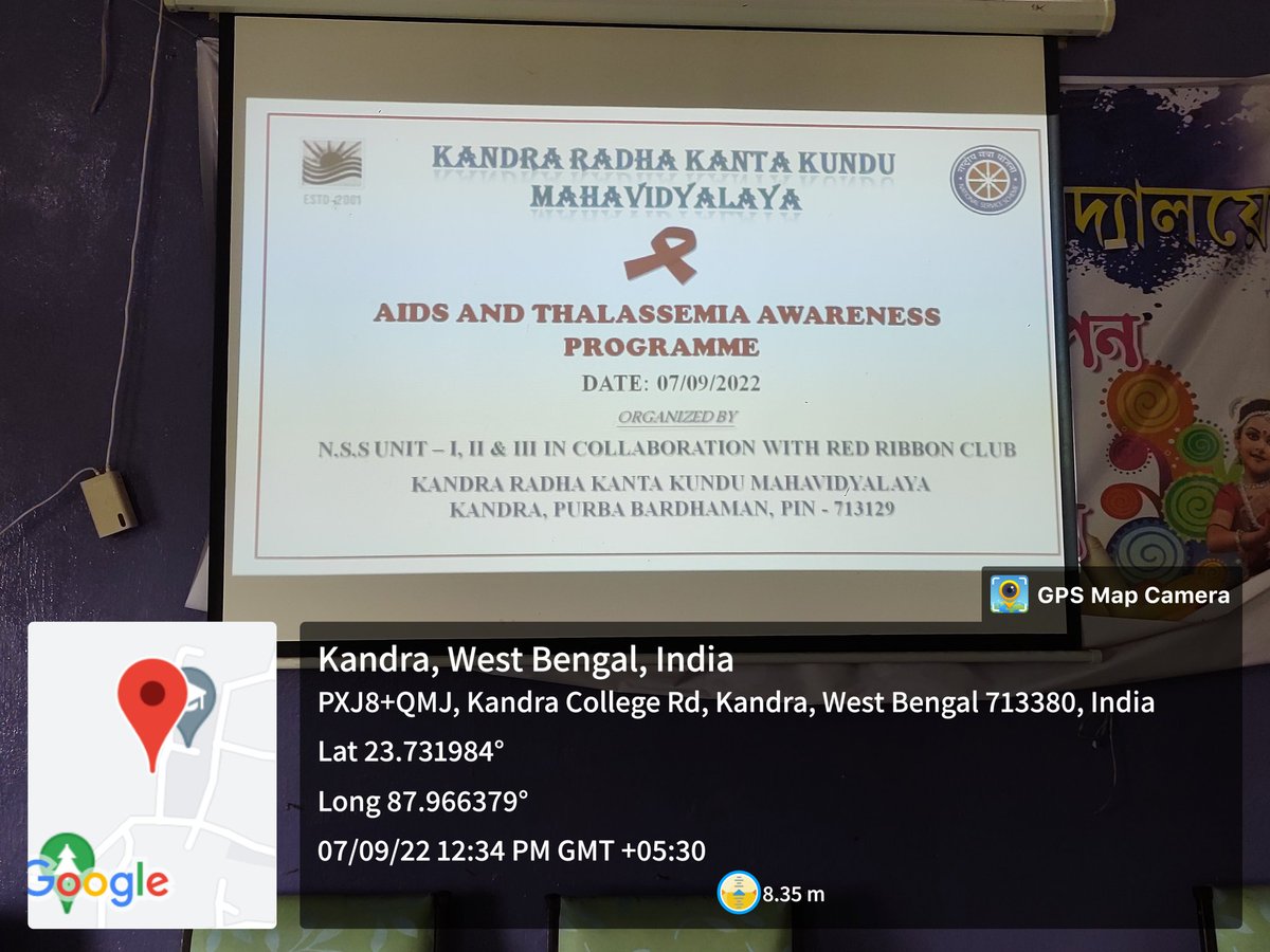 NssKanta's tweet photo. AIDS and Thalassemia awareness program organized by NSS UNIT-1,2 &amp;3 and RED RIBBON CLUB, Kandra R.K.K. Mahavidyalaya.
@_nssbu 
@_NSSIndia 
@rdnss_kolkata https://t.co/h35eIuYx8F