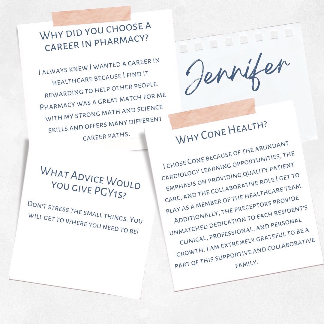 ‼️🔦RESIDENT SPOTLIGHT 🔦‼️
Jennifer Nacion, Pharm.D.

Swipe ⇢ to learn more about our PGY-2 Cardiology resident, Jennifer!