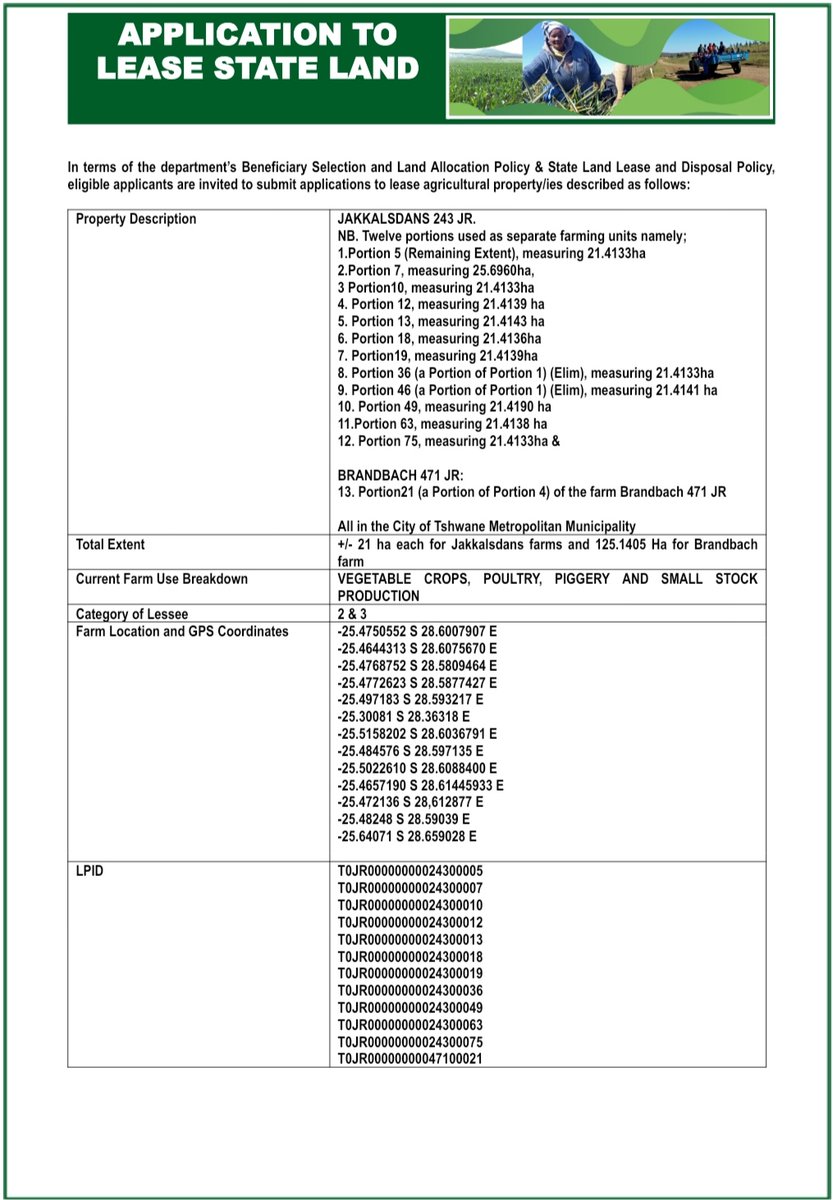 Department of Agriculture, Land Ref and Rural Dev. on Twitter "[ADVERT