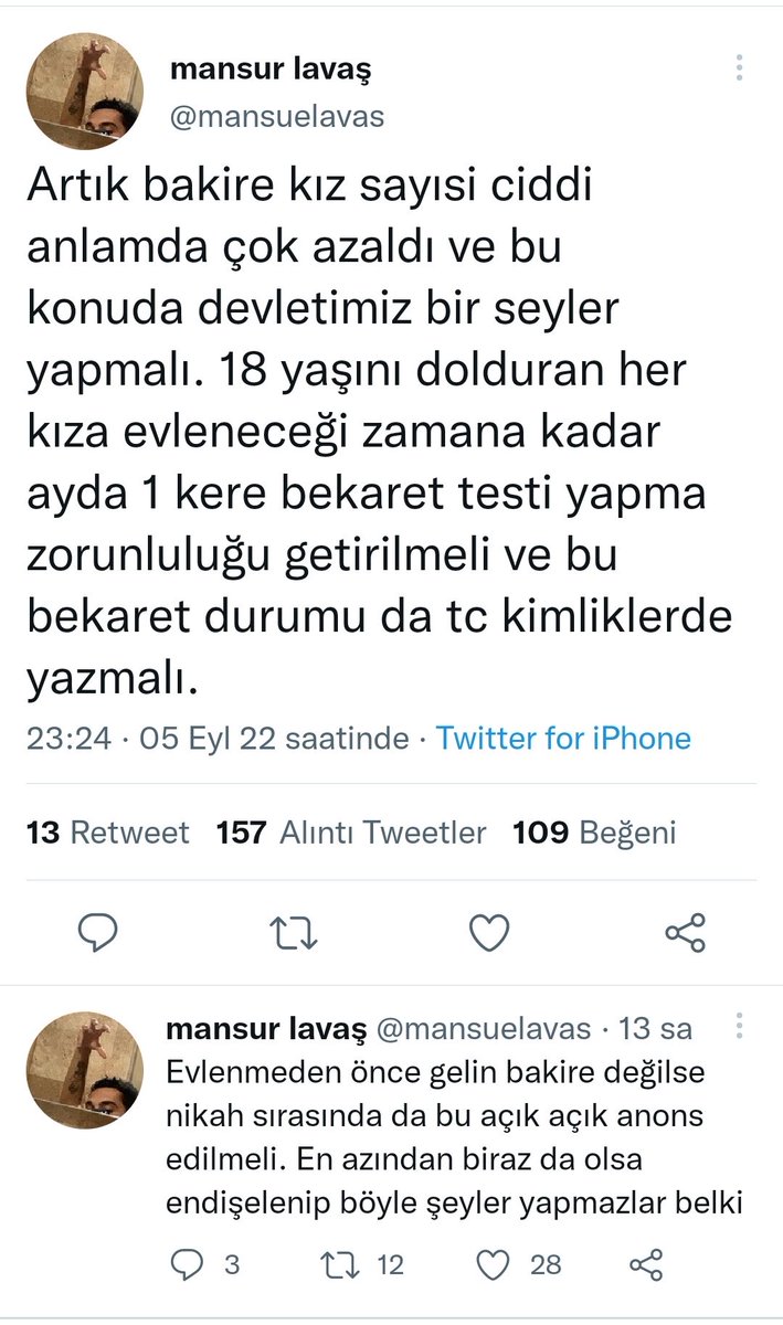 Dedi ;
Bakir olmayan, 
Ne olduğu hakkında fikri olmayan, 
ilk milli!! Oluşunu ballandıra ballandıra kendi gibi fikri yetimlere anlatırken kendini erkekliğin doruğunda sanan sefil insancık!!!