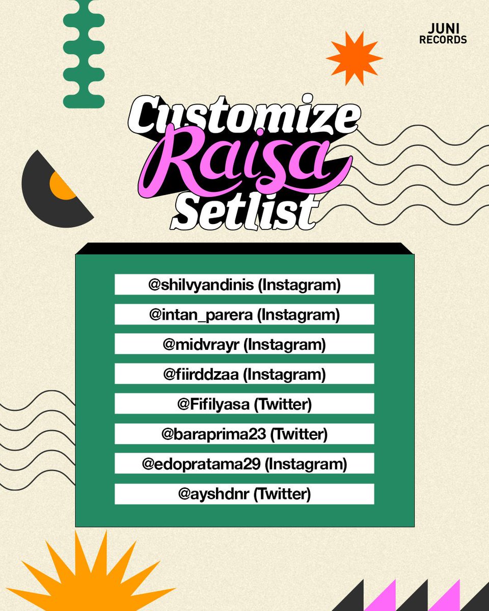 JuniRecords's tweet photo. Now that we have 8 winner candidates, we need your help to narrow it down to find the ultimate winner.
Voting begins TOMORROW, so stay tuned on our Instagram story & Twitter to vote for your or your friends’ playlist. Good luck!
#RaisaItsPersonal #CustomizeRaisaSetlist https://t.co/wlQDz6VRAp