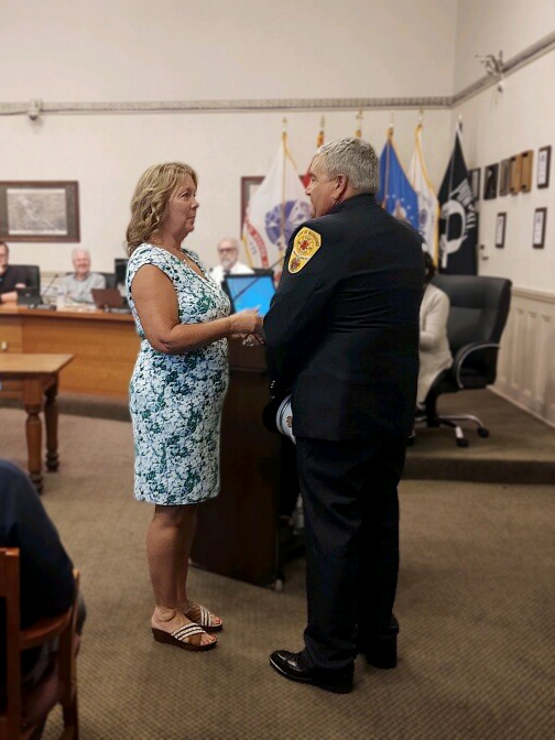Kenneth Thorpe, an 18-year veteran of the Biddeford Fire Department, has been named the next Deputy Fire Chief! He was sworn in to the position by City Clerk Carmen Bernier at last night's City Council meeting.