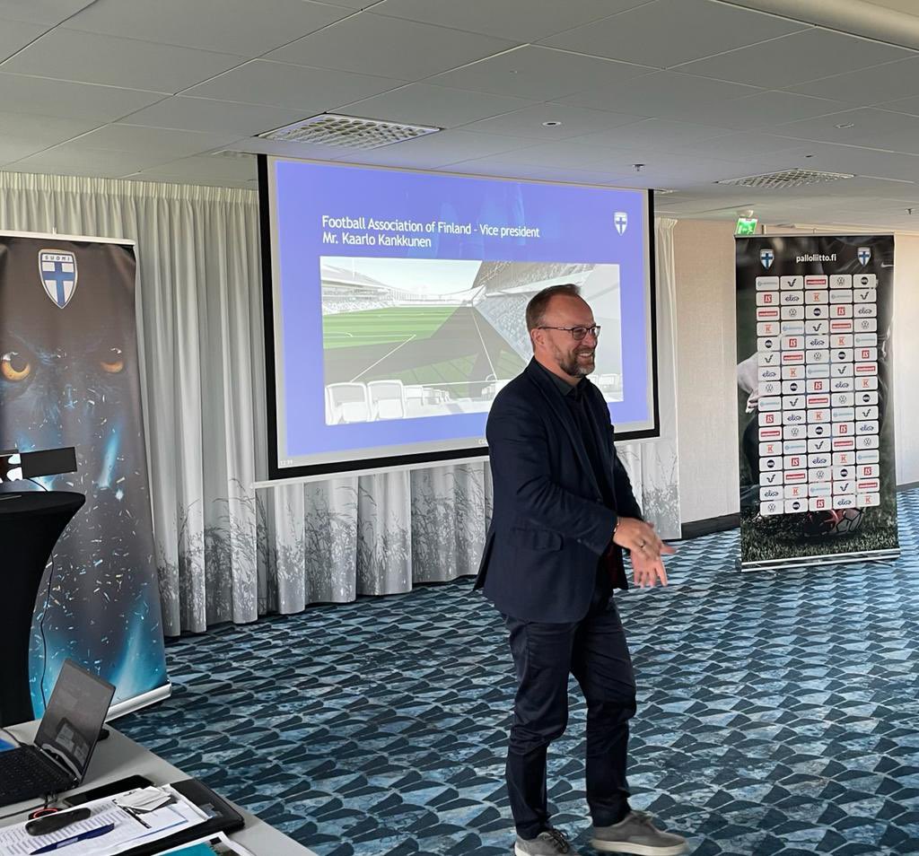 Opening the Nordic FAs’ conference for Football infrastructure. Participants from all Nordic FAs, German FA & UEFA⚽️👍 @Palloliitto @UEFA #HatTrick