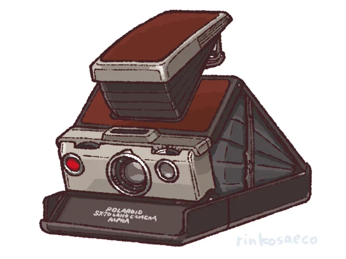 ポラロイドSX-70 ALPHA私のカメラではないですが、去年触らせてもらったもの。ポラロイドなので、撮影して10分くらい待つだけで、現像要らずで写真が出来上がります。レトロな見た目はもちろん、独特の操作感や写りがとってもわくわくする楽しいカメラ。ただし、かなり、フィルムの値段が高いです。 