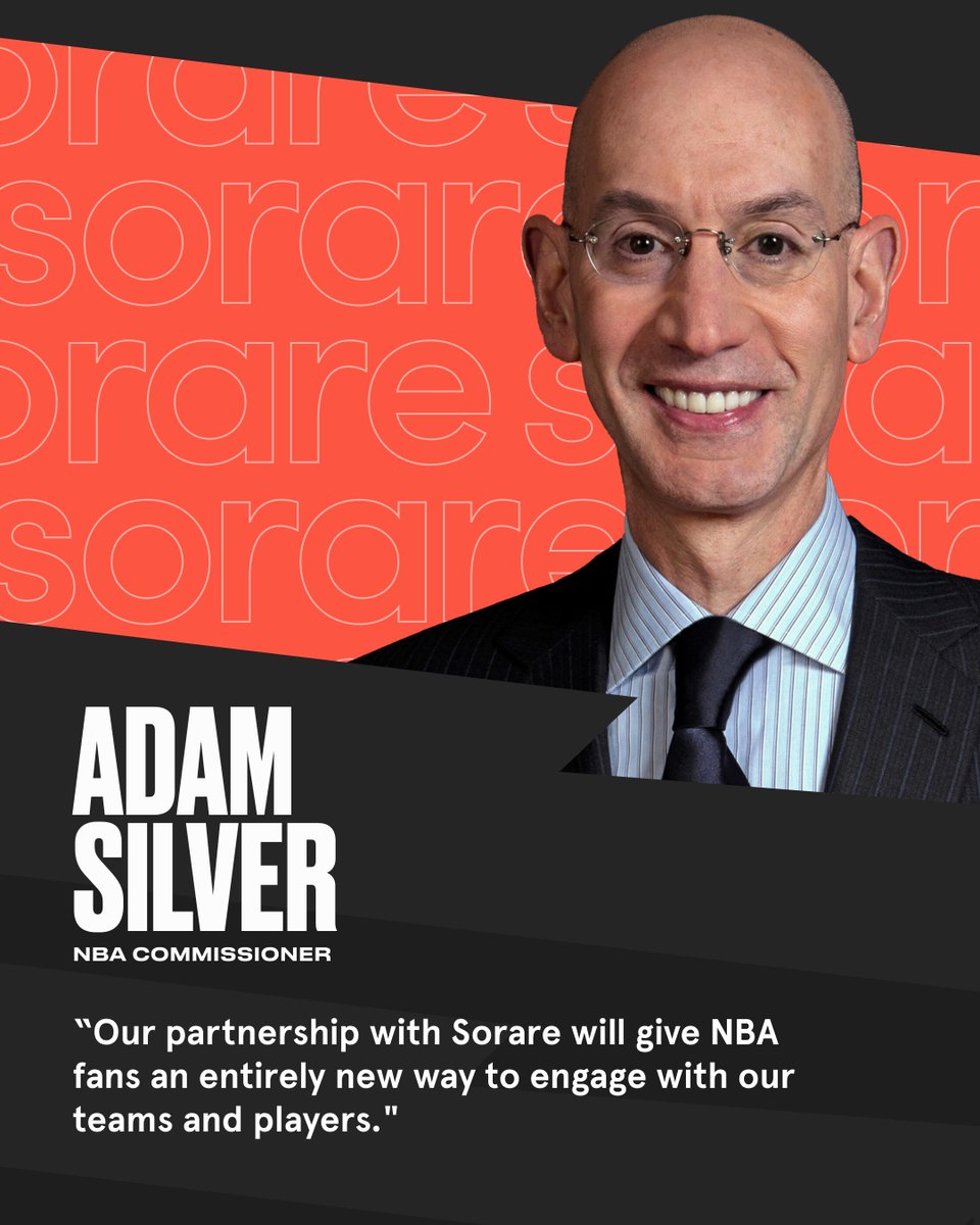Sorare's tweet photo. It's happening. The NBA is coming to Sorare! 🏀

🧵🗣️ NBA Commissioner Adam Silver, @ttremaglioNBPA and @ni2las on our new exciting partnership: https://t.co/bhQaBjQVwW