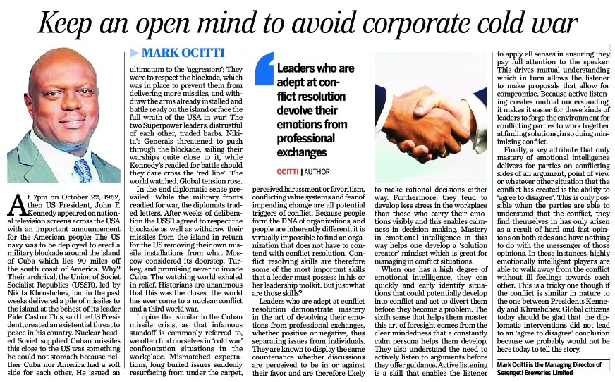 Keep an open mind to avoid corporate cold War.