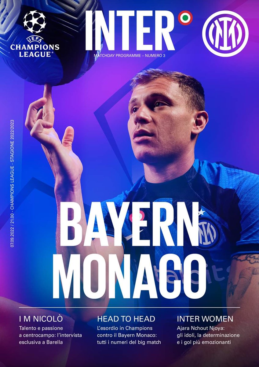 InterClubBrasil's tweet photo. Hoje é dia de estreia na Uefa Champions League. Em casa a INTER recebe o Bayern de Munique. 

Lukaku, lesionado, é desfalque. Como novidade teremos, muito provavelmente, André Onana estreando no gol nerazzurri. https://t.co/knXSEOKLVo