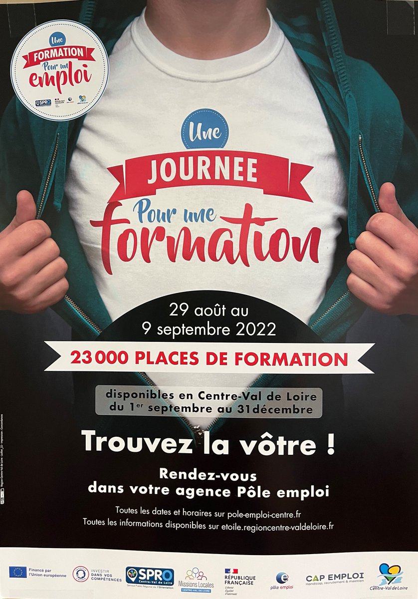 [🚀FORMATION] En ce moment @poleemploi_RCVL Orléans Nord et les partenaires INFREP, AFPA, CMA, Saint Croix - Saint Euverte, ASSOFAC, UFCV et FORMASAT  se mobilisent  #1journeepour1formation  pour accompagner les demandeurs d'#Emploi vers  des secteurs qui recrutent 🎯