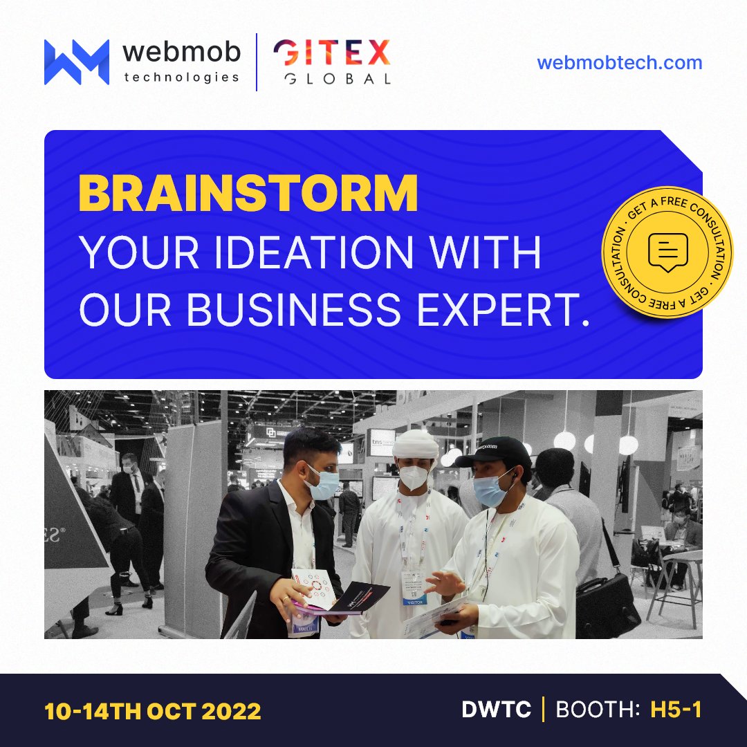 webmobtech's tweet image. 5 Remarkable Days of GITEX Global 2022!

WebMob Technologies is ready to participate at the #globaltechweek. 

Schedule a Meeting : bit.ly/3eoIEwF

We hope to meet you soon! Get a #freeconsultation and a #gitexfreepass

Get a free pass: bit.ly/3Rv6s0I