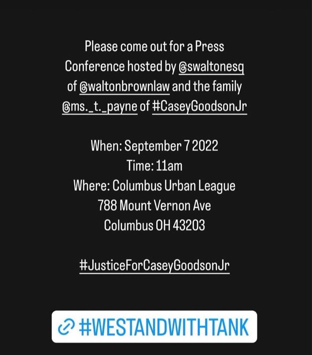 BQIC_Ohio's tweet photo. Press conference today at 11am for Justice for Casey Goodson Jr. @swaltonesq with @waltonbrownlaw has an announcement about important details of the night Casey was taken from his loved ones by CPD. Show up for his family! Please follow @ConvictMeade for updates #WestandwithTank https://t.co/0XNJWFsdQp