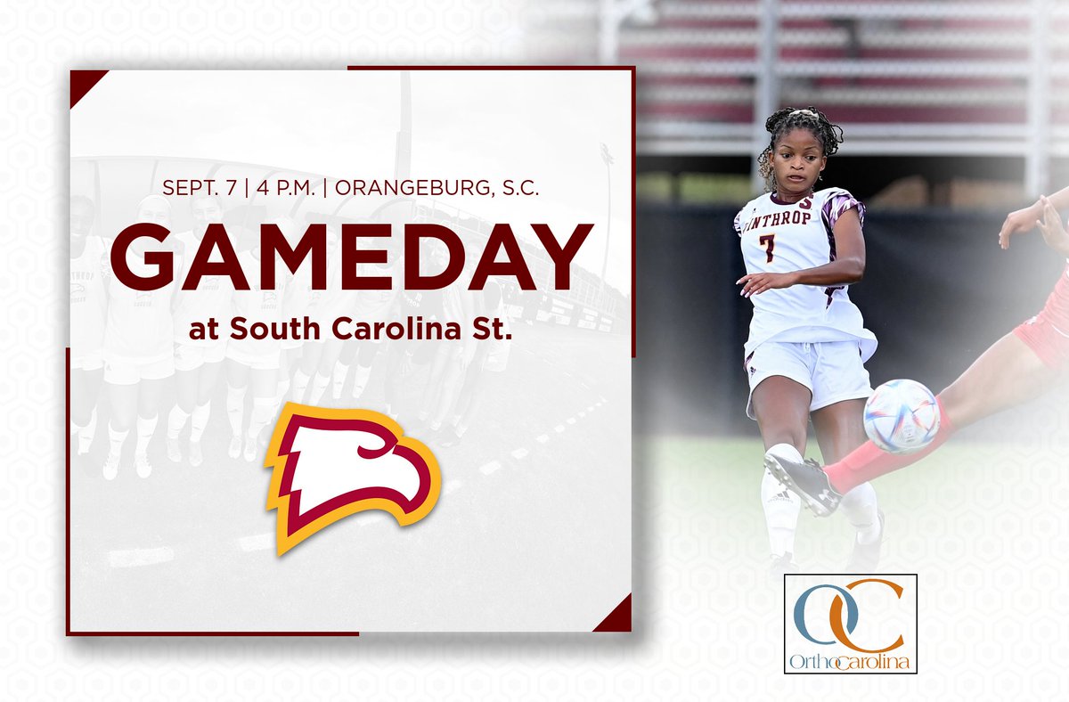 WinthropWSoccer's tweet photo. ⚽️𝗚𝗮𝗺𝗲 𝗗𝗮𝘆⚽️
𝘉𝘢𝘵𝘵𝘭𝘦 𝘞𝘪𝘵𝘩 𝘛𝘩𝘦 𝘉𝘶𝘭𝘭𝘥𝘰𝘨𝘴

🆚South Carolina St.
⏰4:00 p.m.
📍Orangeburg, S.C. (Oliver C. Dawson Stadium)
📊n/a
📺n/a

#ROCKtheHILL | #BigSouthWSOC https://t.co/qvffv47WOT