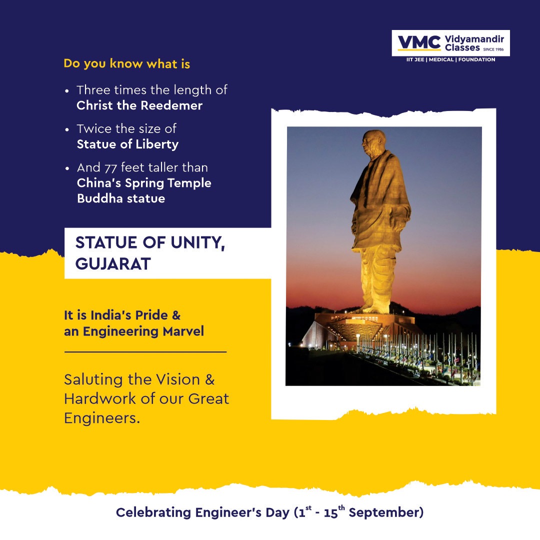 VmcLearning's tweet photo. On this Engineer’s Day, let’s salute to all the engineers who have put their hard work and commitment in developing something unique.
#VMC #Vidyamandirclasses #StatueOfUnity #PowerOfEngineering #engineeringevents #CelebratingEngineersDay #IndianArchitecture #IndiaPride https://t.co/c3P6wiR0bv