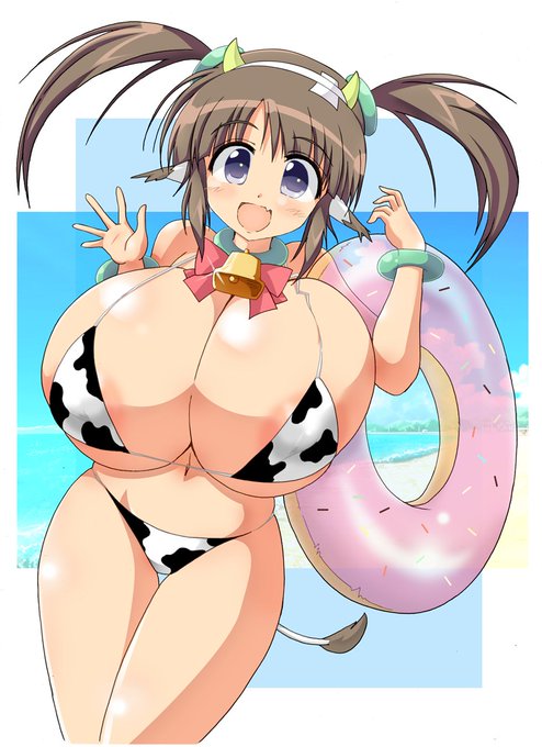 牛柄ビキニの美野里ちゃん描きました 