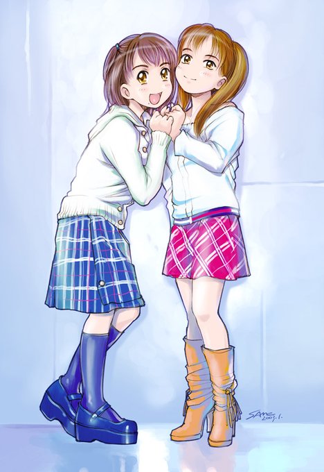 #見た人もなにか無言で2人組をあげる 
('_`).oO(19年前に描いた奈々×もっちー…たぶんhm3の写真を基に 