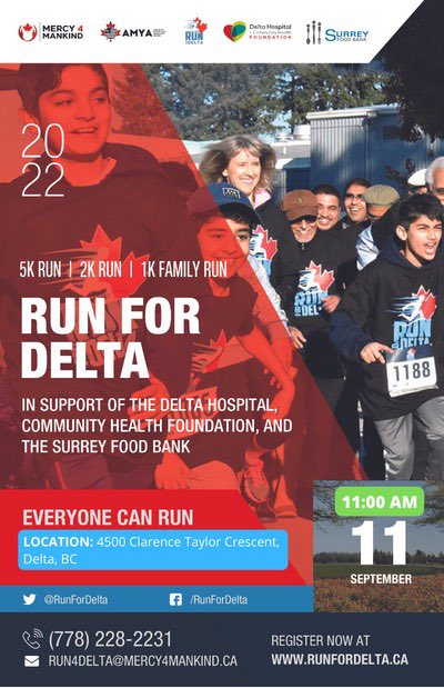 Run4Delta's tweet image. Run For Delta! Sunday Sep 11th @11am at Delta City Hall. Register/Donate today and join us #mercy4mankind #GivingBack