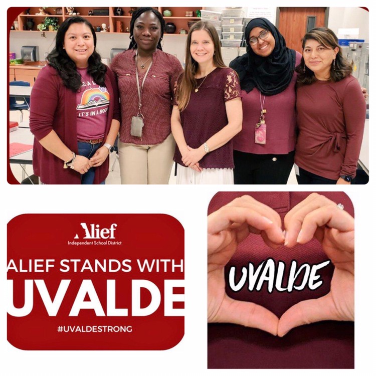 We stop to pay RESPECT to the staff, students, and families of Uvalde.  Peace Be With You All.
<a href="/HicksTigers/">Hicks Elementary</a> <a href="/AliefISD/">Alief ISD</a>
#UvaldeStrong #StrongerTogether