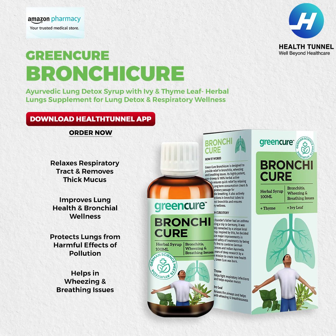 HealthTunnel's tweet photo. Greencure Bronchicure Ayurvedic Lung Detox Syrup
https://t.co/BZGgeuGQaQ
100% Herbal Ingredients- Ivy and Thyme that help in relaxing the Respiratory Tract by removing mucus & soothing the irritated airway passages
#healthtunnel #ordermedicine #consultdoctoronline #booklabtest https://t.co/s4jFPWO3nZ