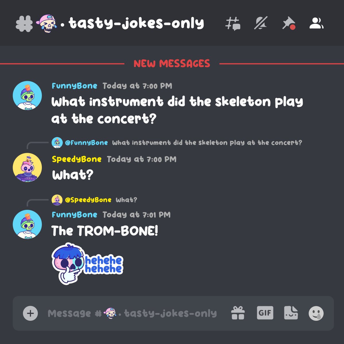 TastyBonesNFT's tweet photo. We love cracking jokes and making your day better. 

Here's another for the week! #TastyBones https://t.co/ADZGxfcd8c