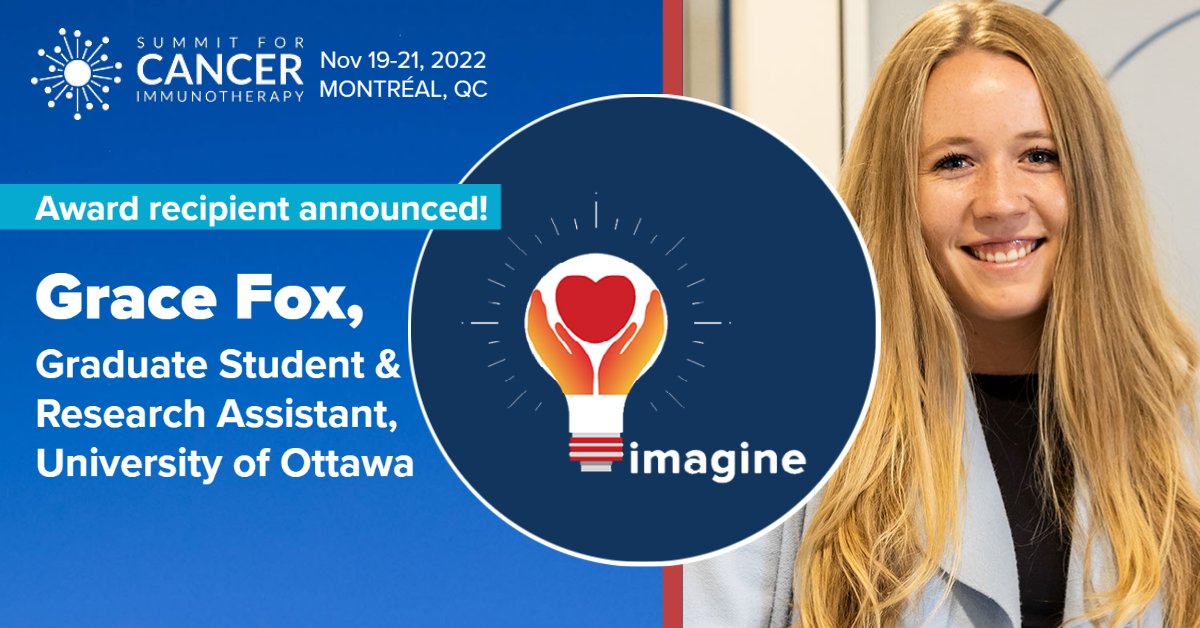 BioCanRx's tweet photo. Congratulations to the 2022 #Summit4CI Imagine Award Recipient, @GraceMareeFox of @uOttawa! Don't miss her talk on Sun, Nov. 20th at the Summit, where she'll talk about the importance of including patients in graduate student research! https://t.co/iOq4Ad1pOD https://t.co/K0CNANSVEv