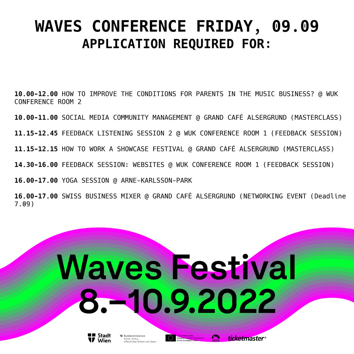For the first time this year, conference ticket holders for Waves Vienna need to apply for certain masterclasses, activities, and sessions! 💜
APPLY HERE: wavesvienna.com/session-applic…
#wavesviennaconference2022